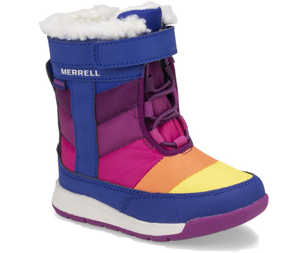 Botas Criança - Merrell Alpine Puffer Waterproof Jr. - Azuis/Multicoloridas - RYG490125